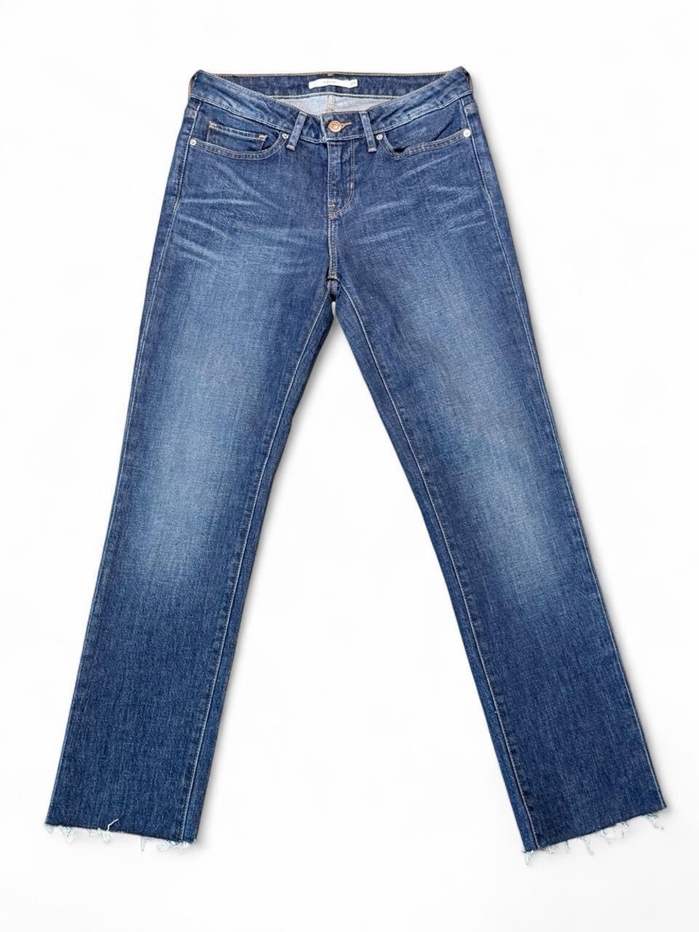 W27 Levi's 712 Slim Straight Dark Wash Jeans Mid-Rise Custom Cropped Inseam: 27"